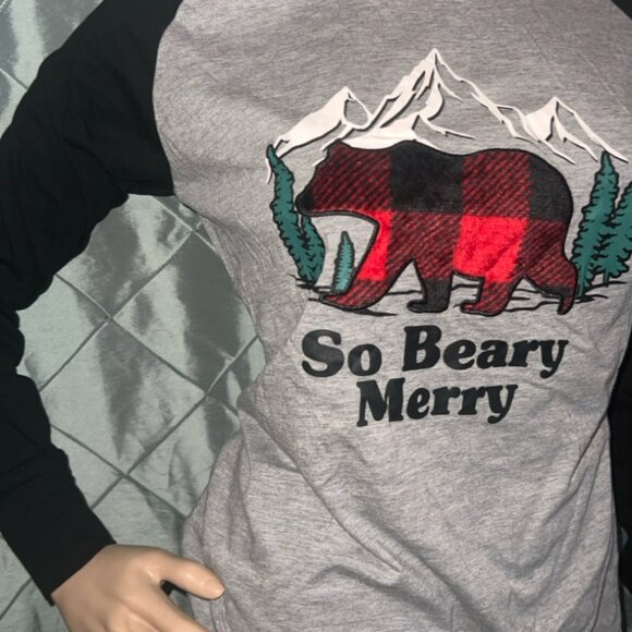 Holiday Fam Jams Unisex Adult Small‎ So Beary Merry Pajama Christmas Top - Picture 2 of 6